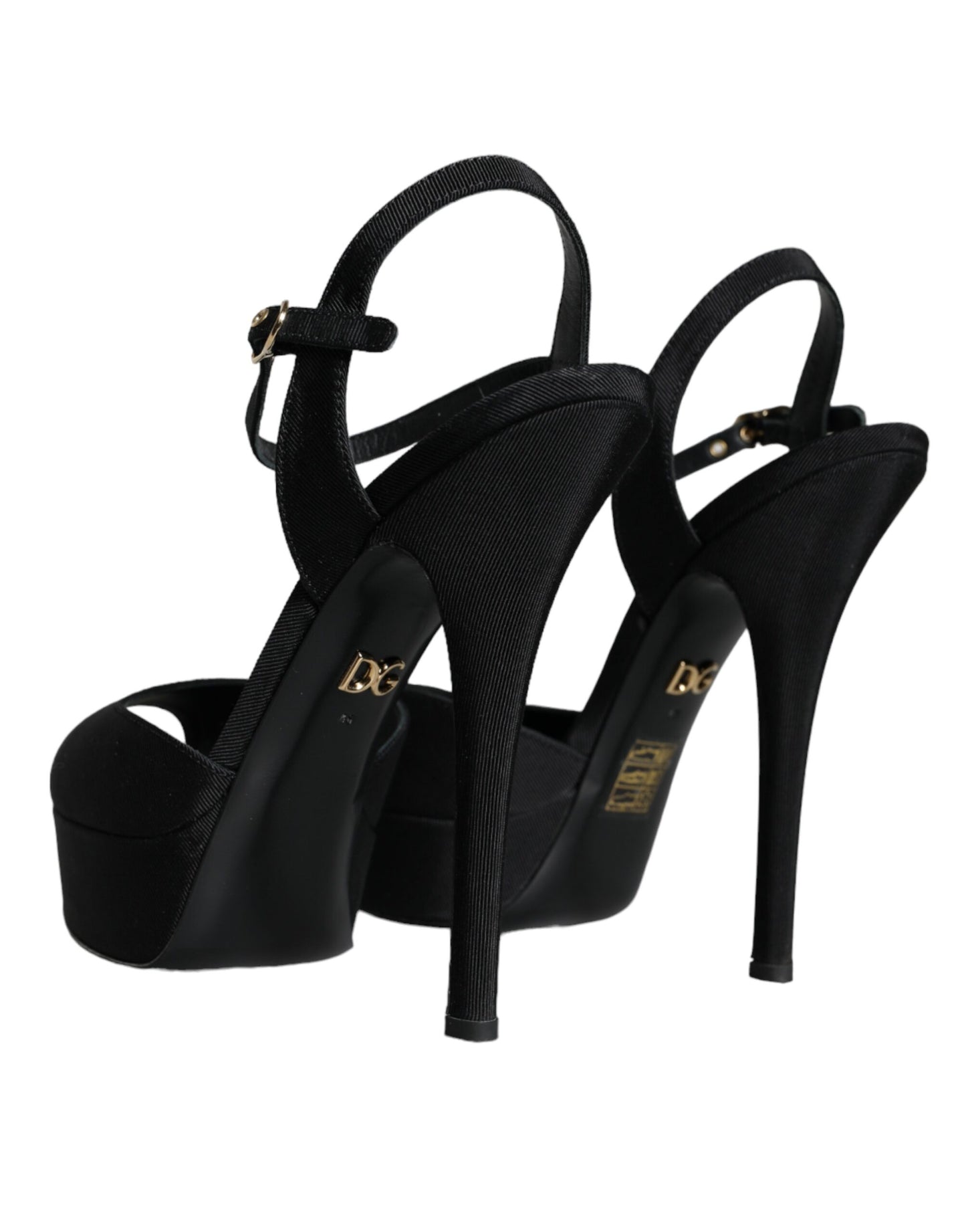  - Black Leather Platform Heels Sandals Shoes