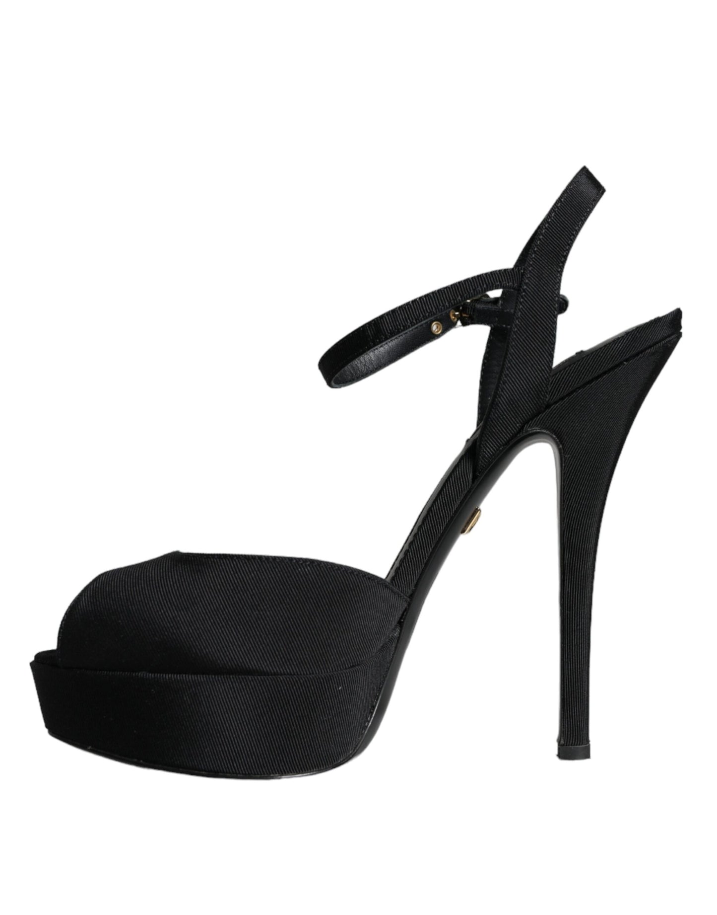  - Black Leather Platform Heels Sandals Shoes