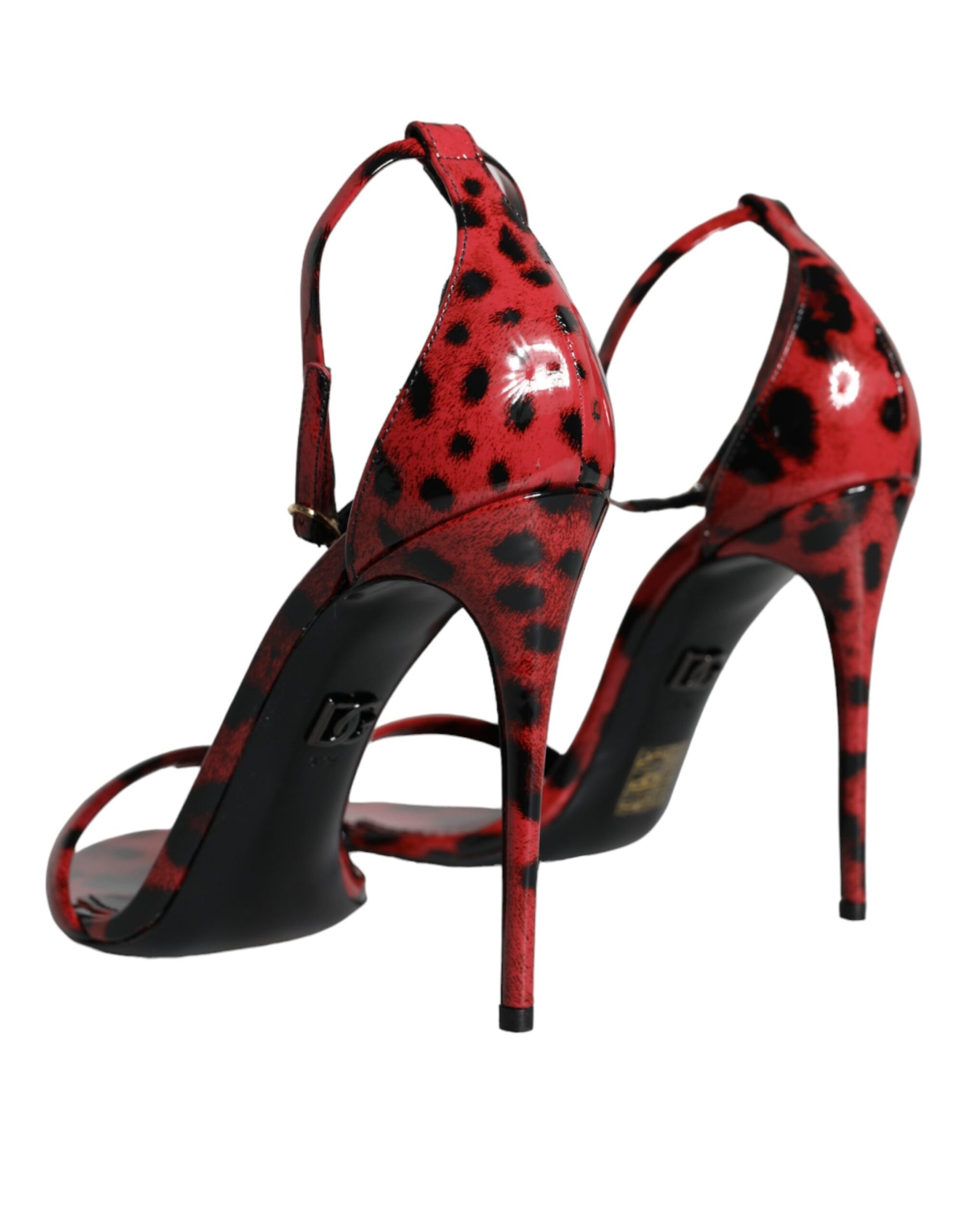 Red Leopard Leather Ankle Strap Keira Sandals