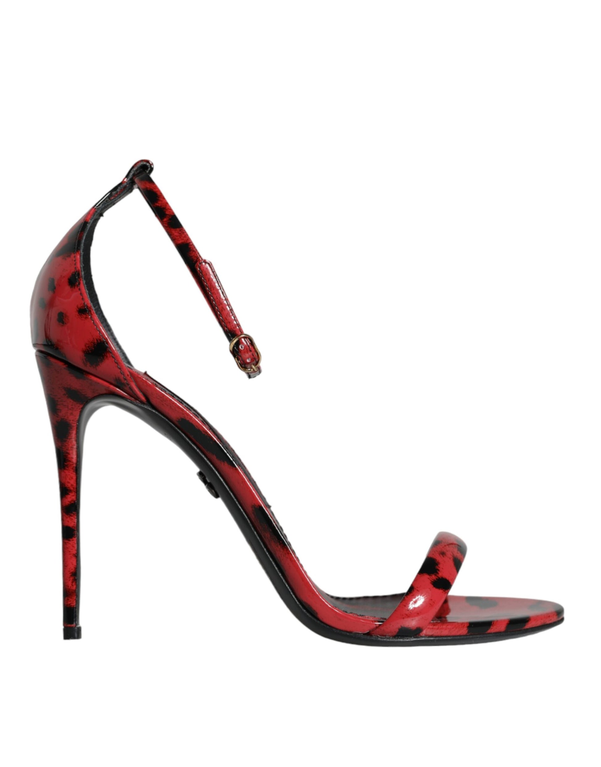 Red Leopard Leather Ankle Strap Keira Sandals