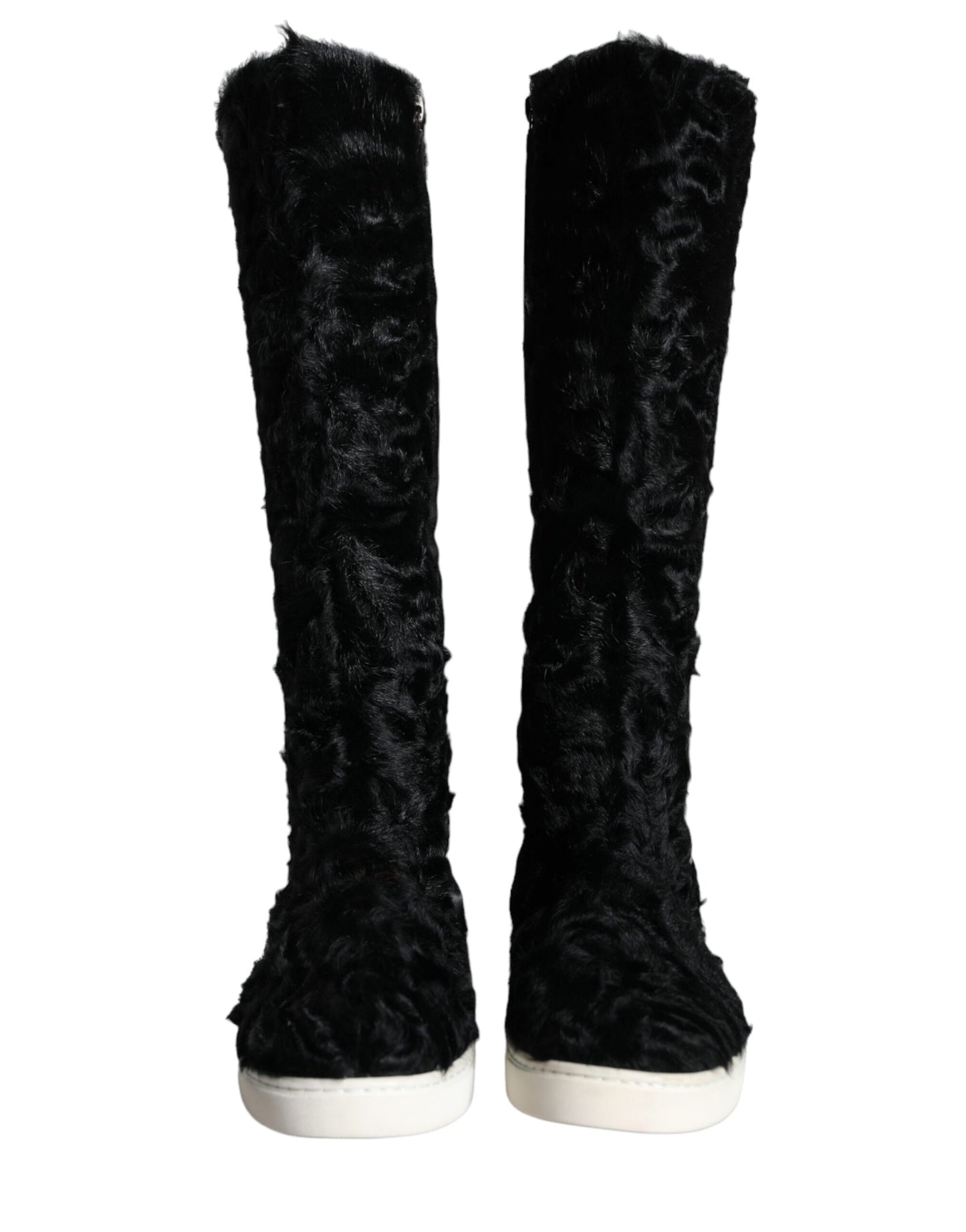  - Black Xiangao Lamb Fur Leather Boots Shoes