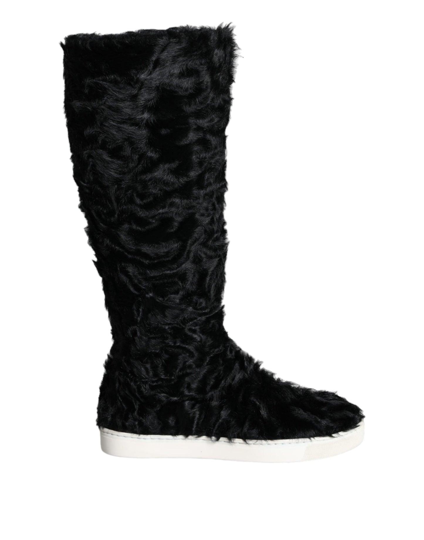  - Black Xiangao Lamb Fur Leather Boots Shoes