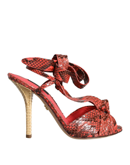 Coral Exotic Leather Heels Sandals Shoes