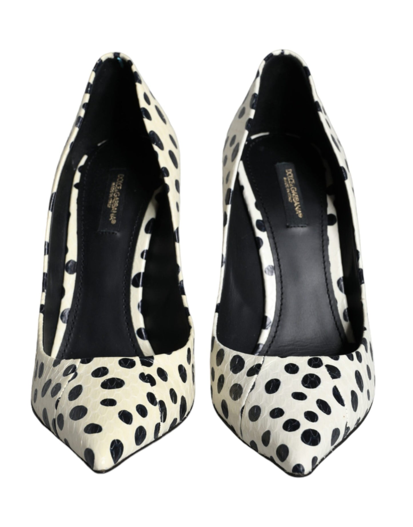  - Black White Polka Dot Leather Pumps Shoes