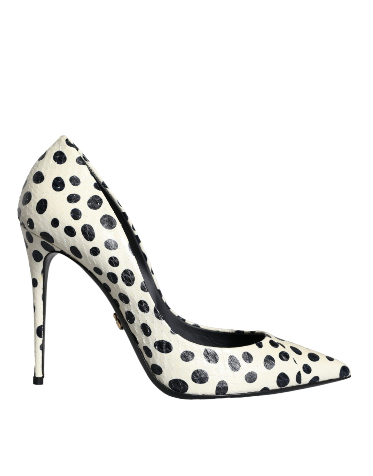  - Black White Polka Dot Leather Pumps Shoes