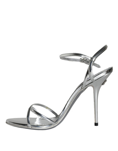  - Silver KEIRA Leather AnkleStrap Sandals Shoes