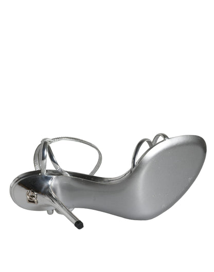  - Silver KEIRA Leather AnkleStrap Sandals Shoes