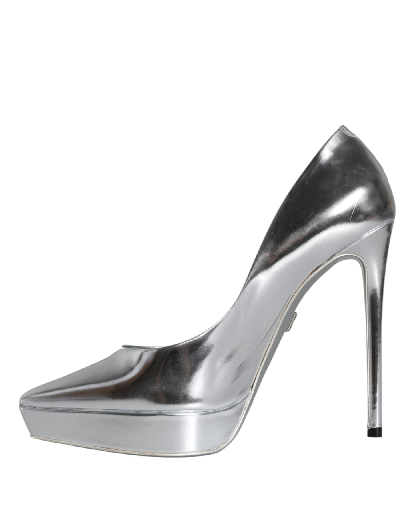  - Silver Leather Platform Heels Pumps Shoes