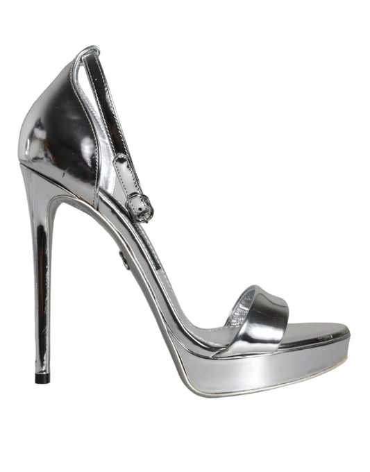  - Silver KEIRA Heels Ankle Strap Sandals Shoes