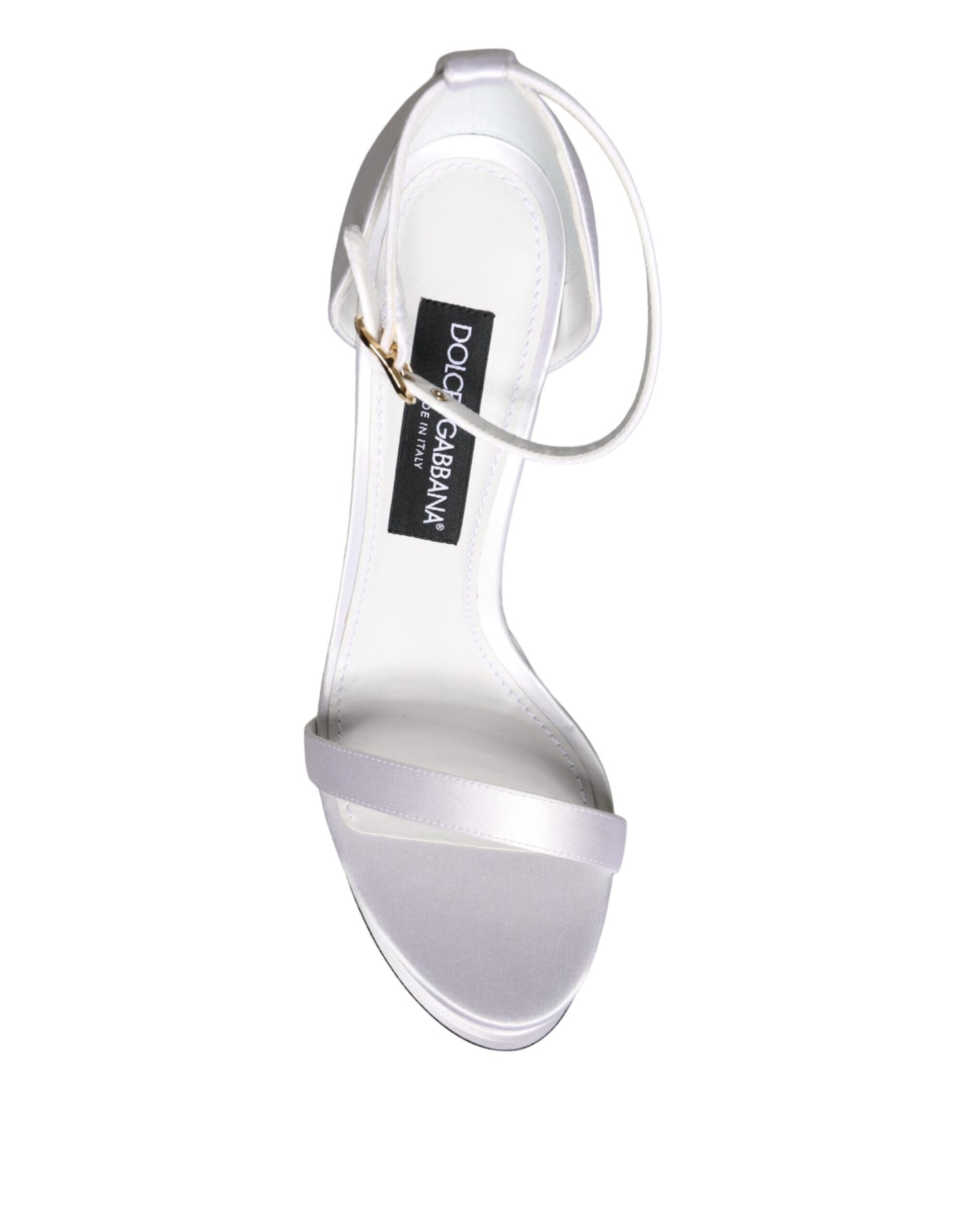  - White Keira Satin Ankle Strap Sandals Shoes