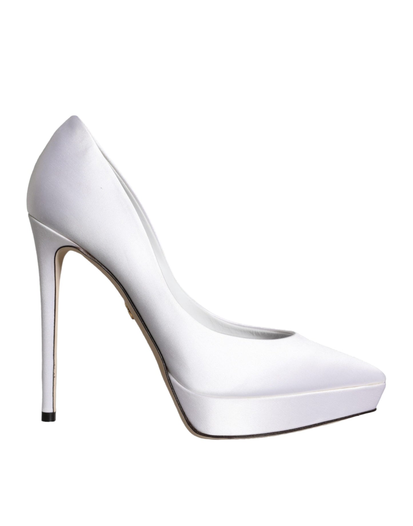  - White Satin Platform High Heels Pumps Shoes