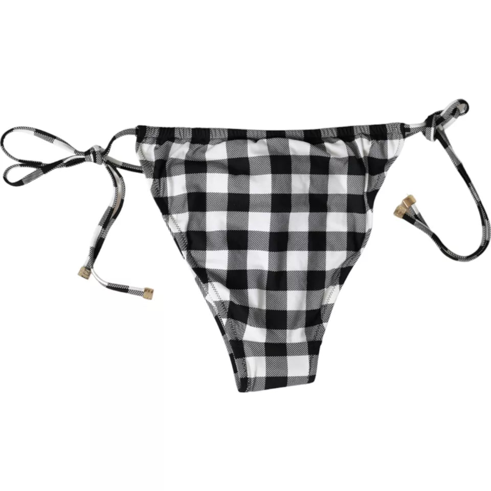 Dolce & Gabbana Black White Check Bikini Bottom Swimwear