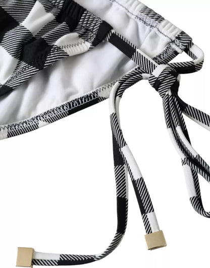  - Black White Check Swimwear Beachwear Bottom Bikini