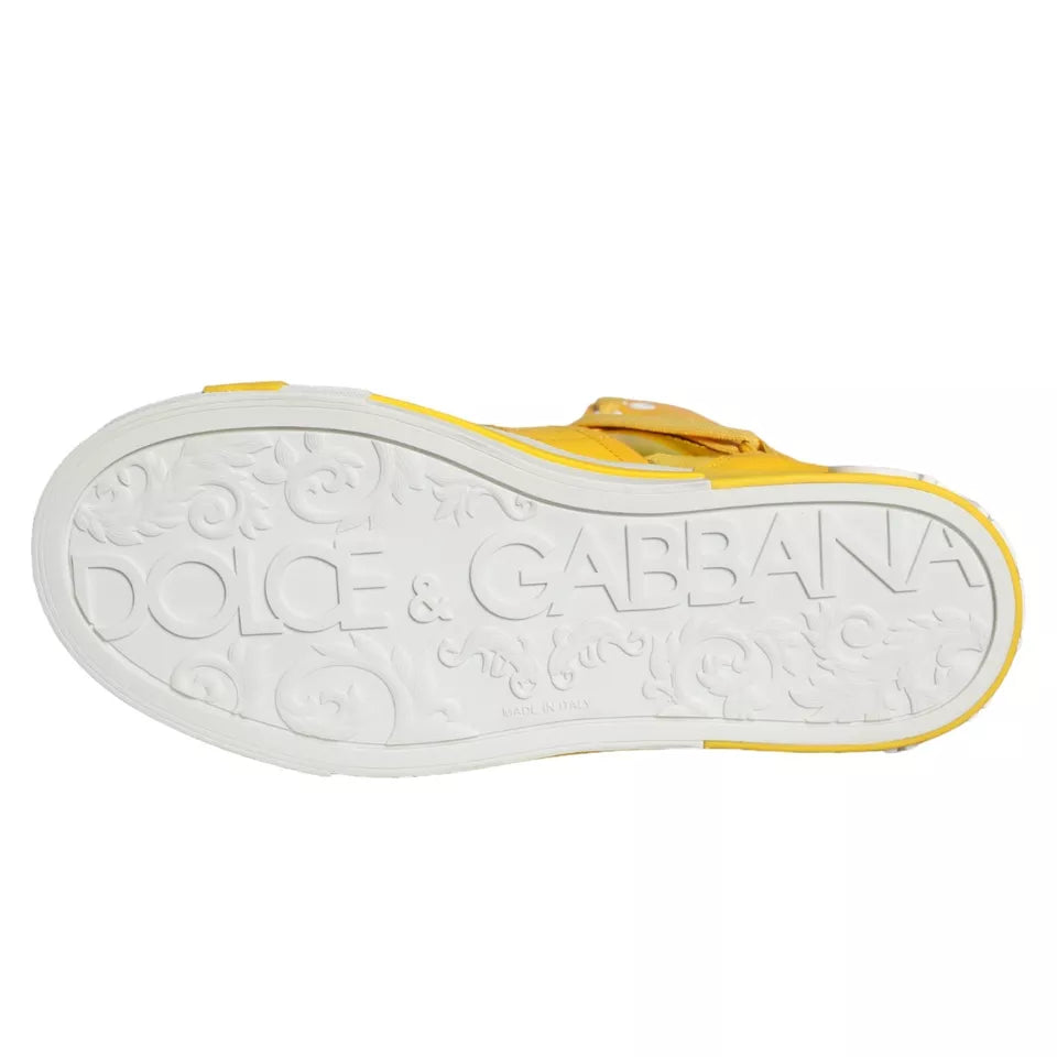  - Yellow White Leather High Top Sneakers Shoes