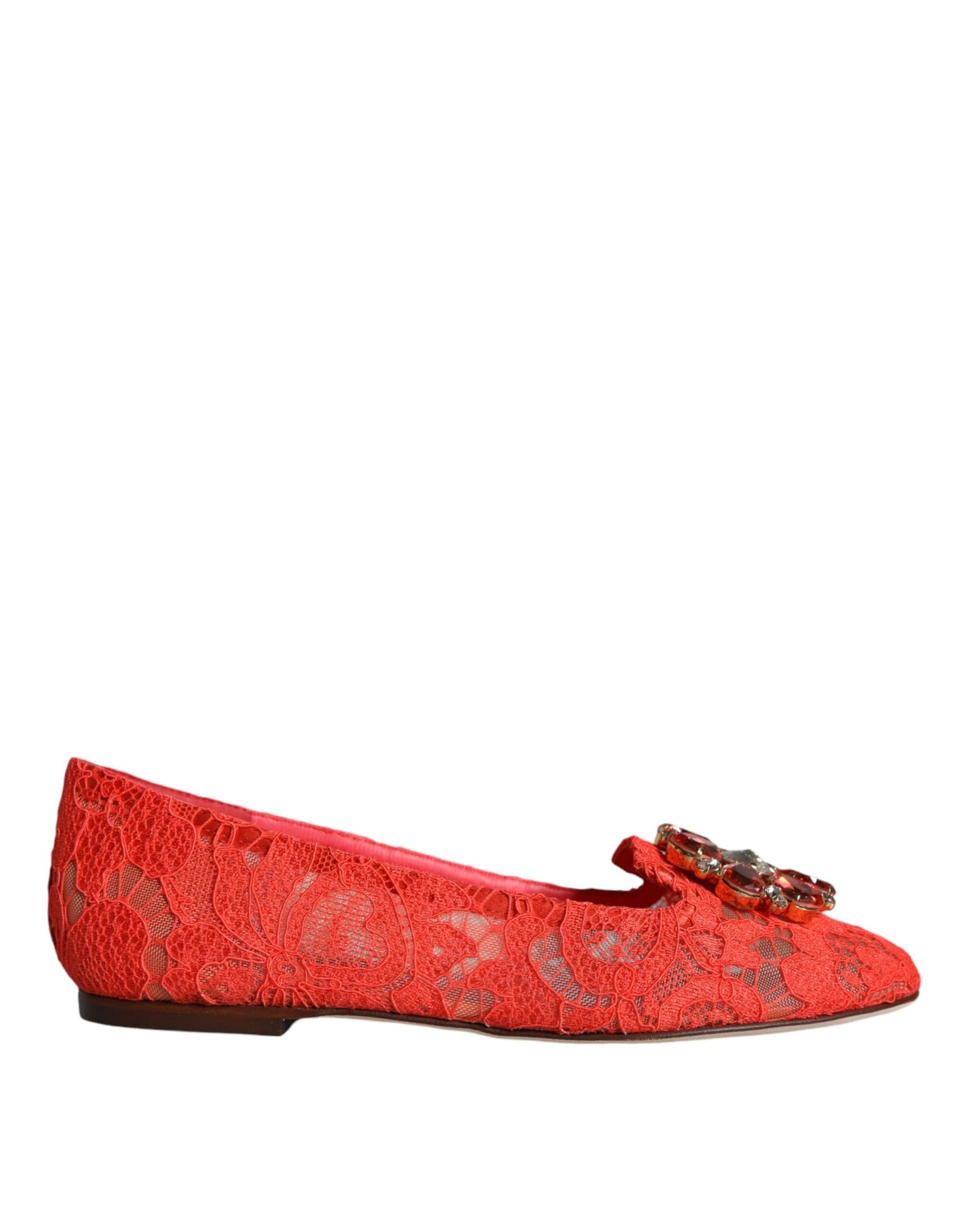 Coral Lace Crystal Ballet Flats Loafers Shoes - The Luxe Alliance