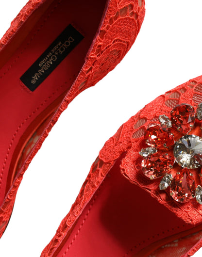 Coral Lace Crystal Ballet Flats Loafers Shoes - The Luxe Alliance