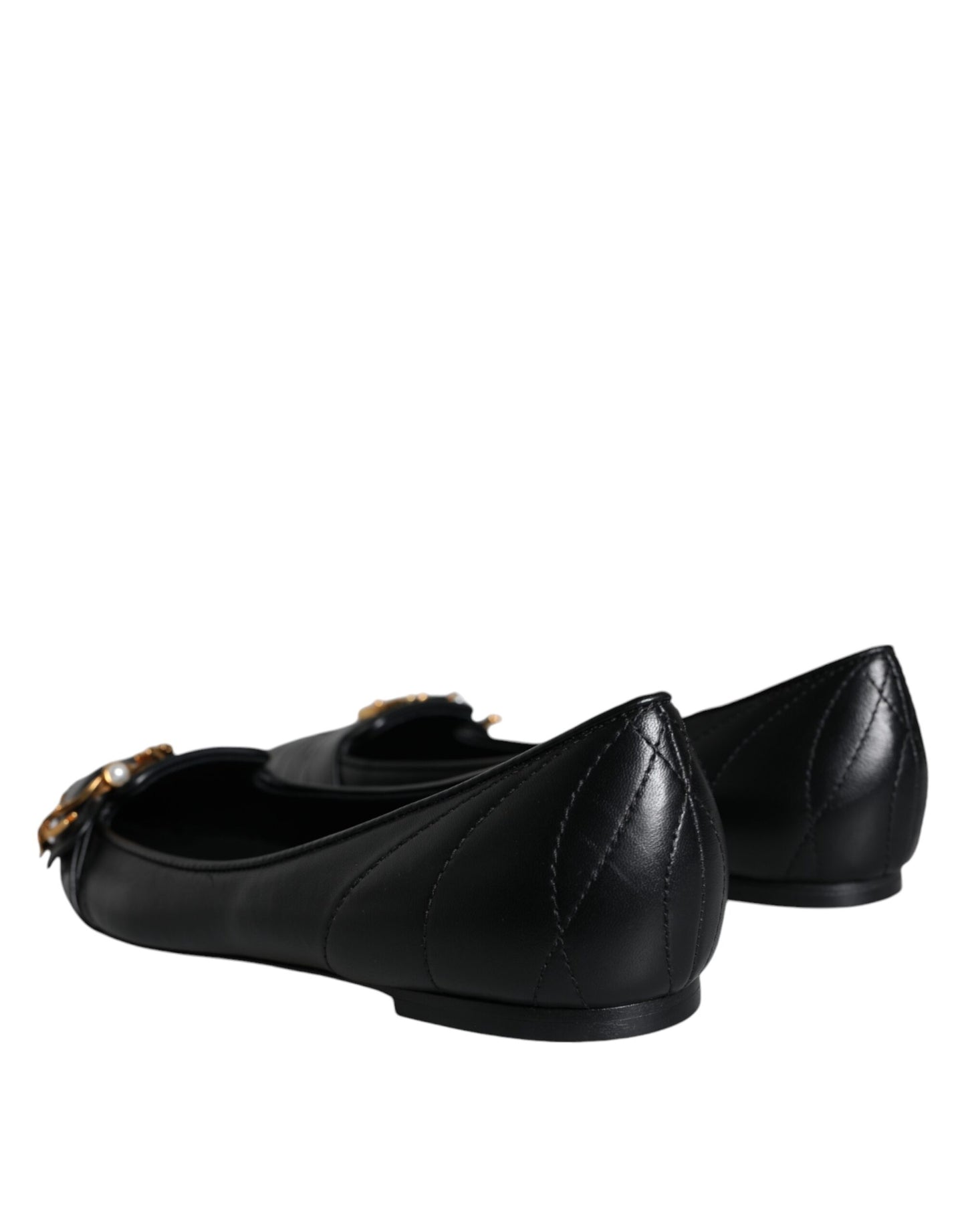  - Black Devotion Leather Pointy Flats Shoes