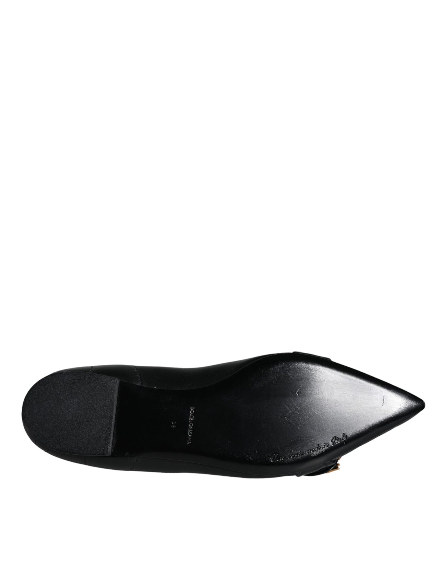  - Black Devotion Leather Pointy Flats Shoes