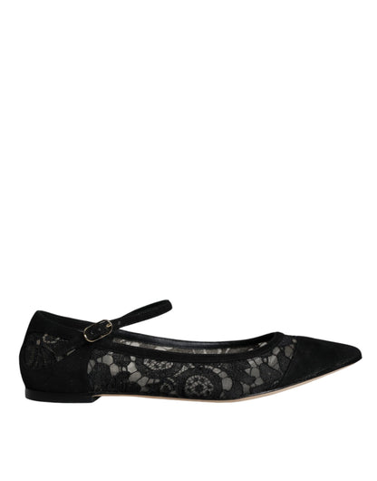 Black Taormina Lace Bellucci Flats Shoes - The Luxe Alliance