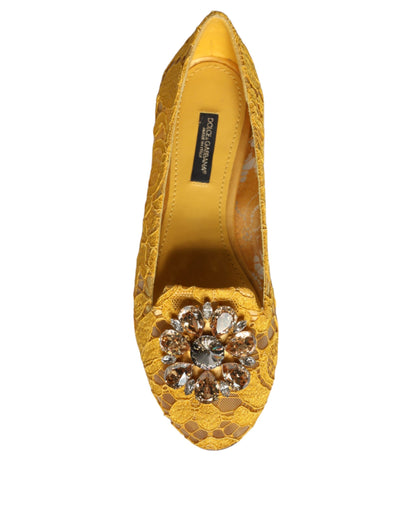 Mustard Lace Crystal Ballet Flats Loafer Shoes - The Luxe Alliance