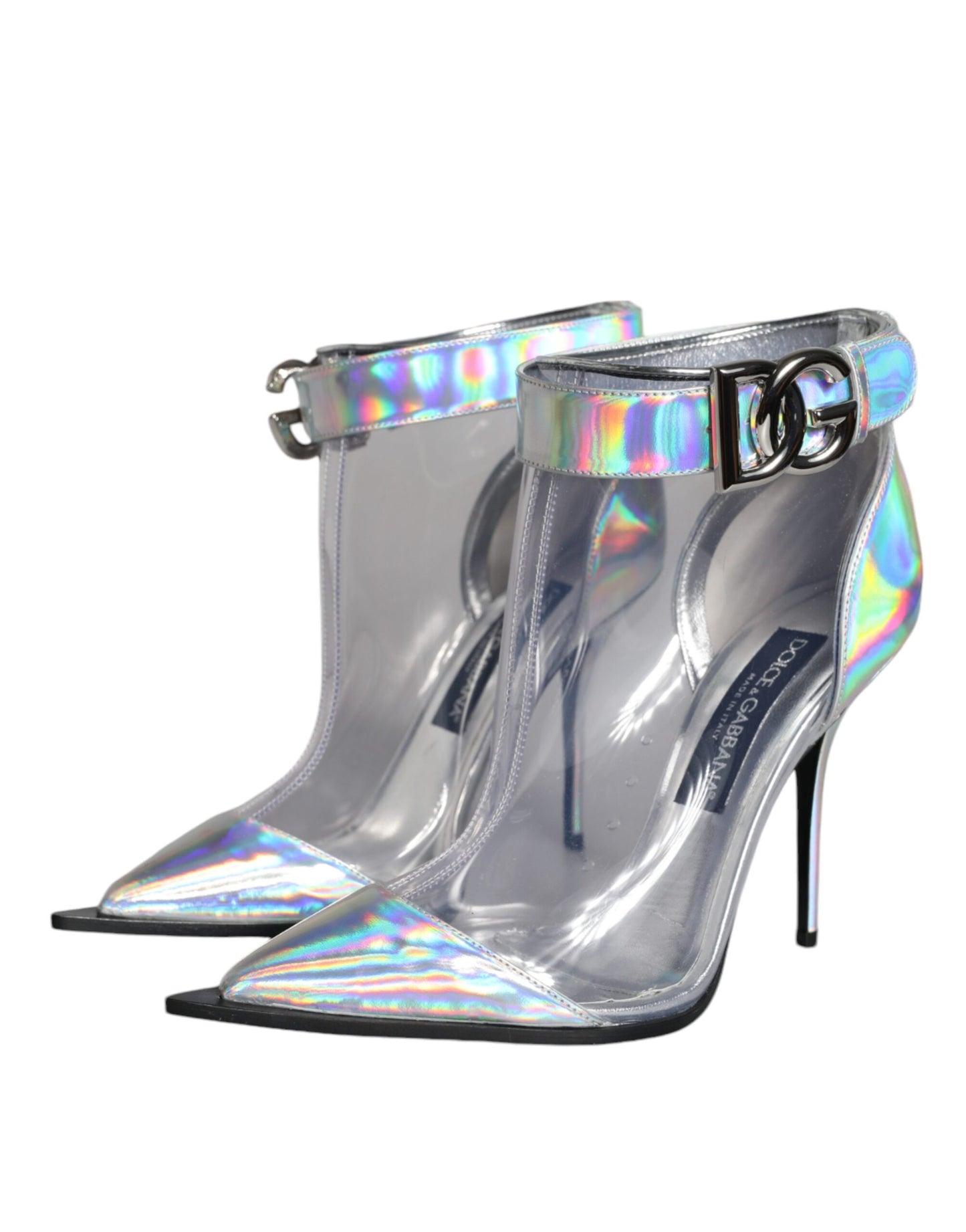 Silver Iridescent PVC Pointed Short Boots Shoes - The Luxe Alliance