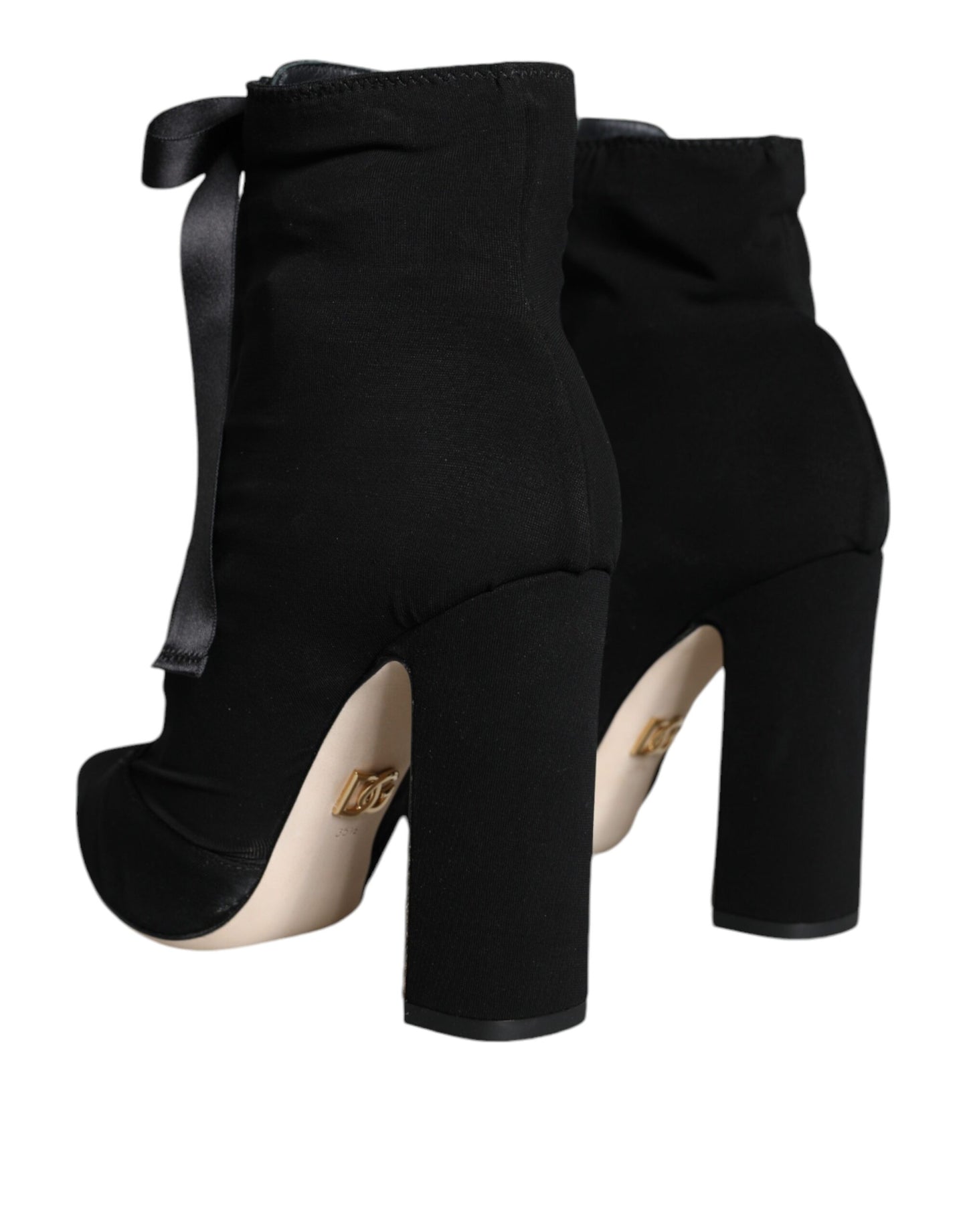 Black Jersey Stretch Ankle Booties Shoes - The Luxe Alliance