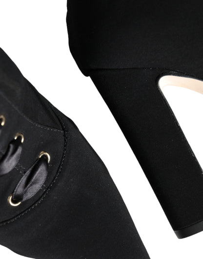 Black Jersey Stretch Ankle Booties Shoes - The Luxe Alliance