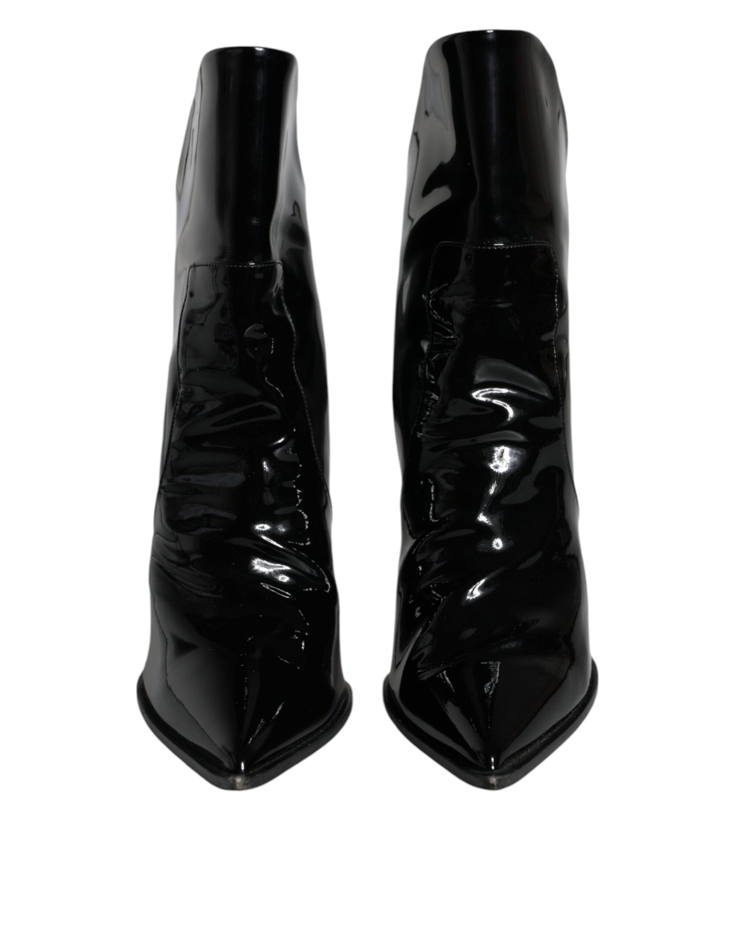 Black Patent Leather Pointed Ankle Boot Shoes - The Luxe Alliance