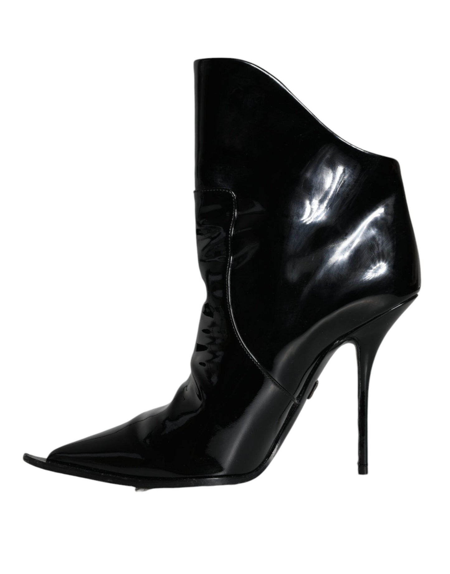 Black Patent Leather Pointed Ankle Boot Shoes - The Luxe Alliance