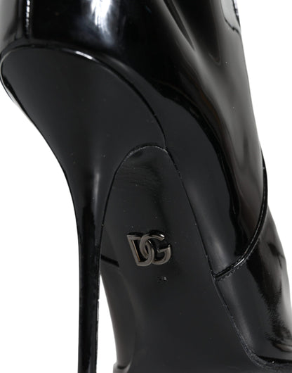 Black Patent Leather Pointed Ankle Boot Shoes - The Luxe Alliance