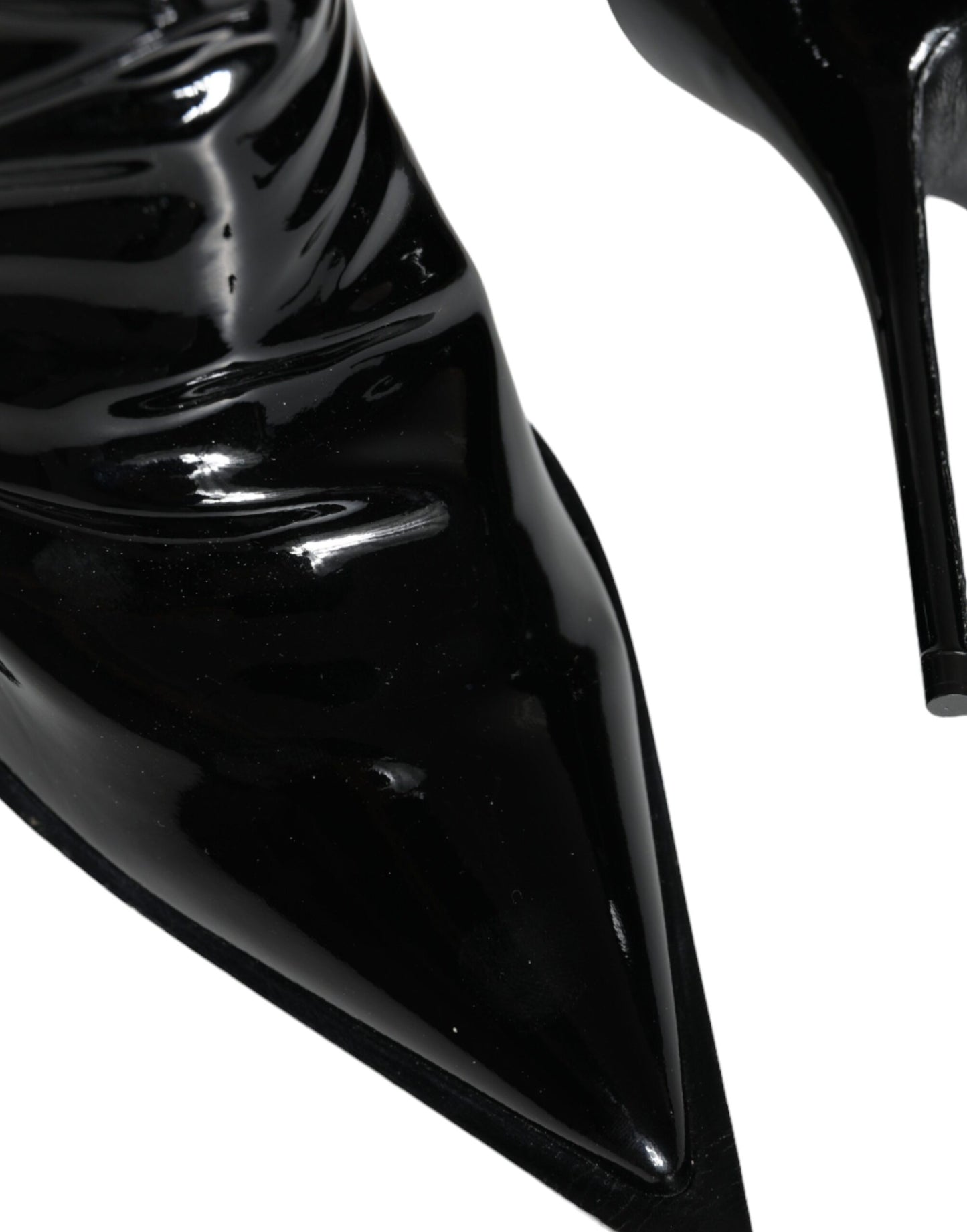 Black Patent Leather Pointed Ankle Boot Shoes - The Luxe Alliance