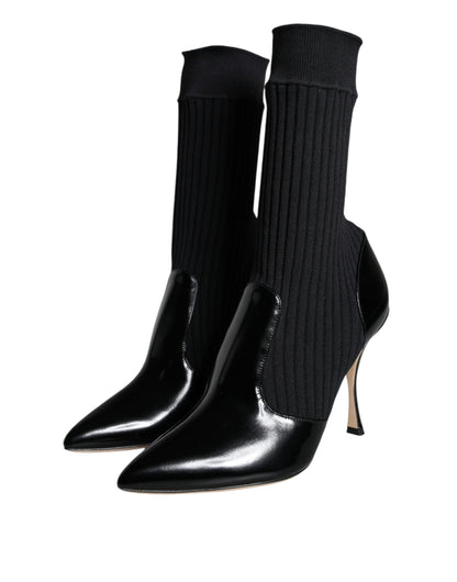 Black Stretch Stilettos Booties Socks Shoes - The Luxe Alliance