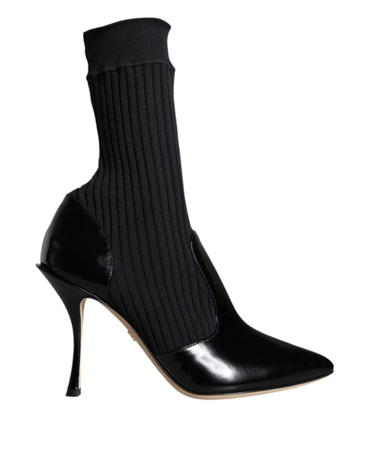 Black Stretch Stilettos Booties Socks Shoes - The Luxe Alliance