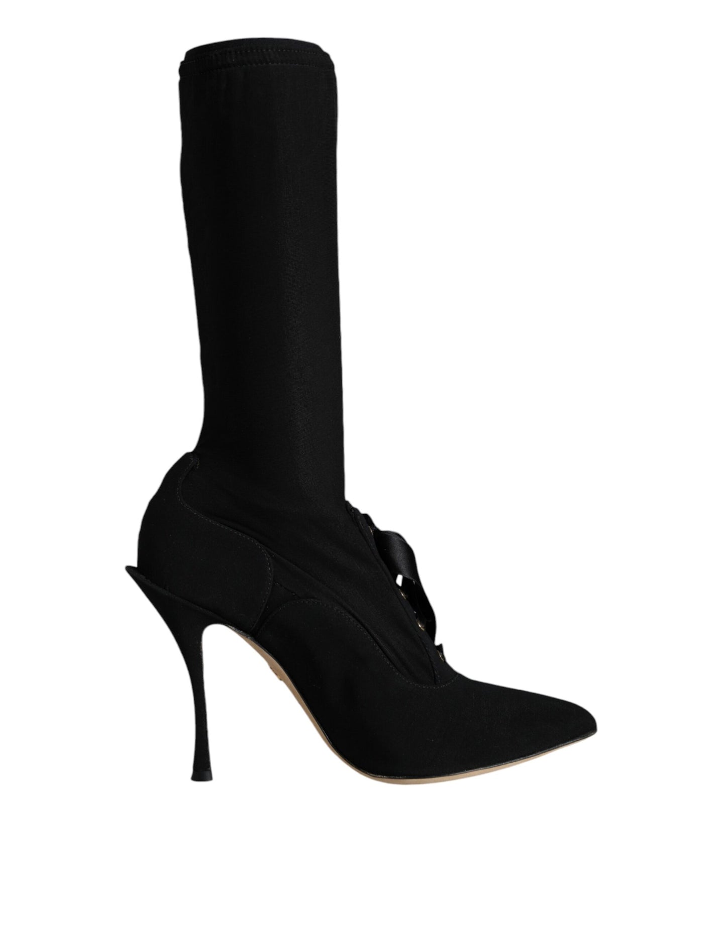 Black Stiletto Heels Mid Calf Boots Shoes - The Luxe Alliance