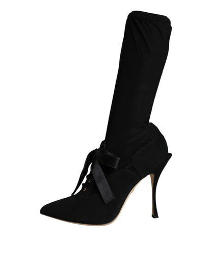 Black Stiletto Heels Mid Calf Boots Shoes - The Luxe Alliance