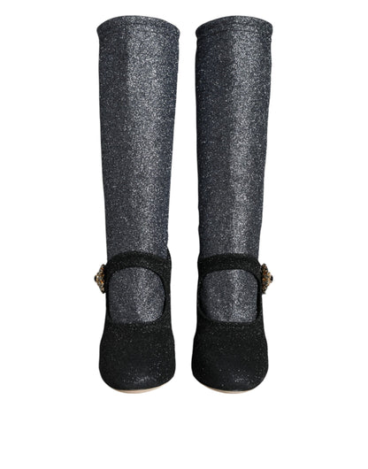 Black Crystal Mary Janes Booties Shoes - The Luxe Alliance