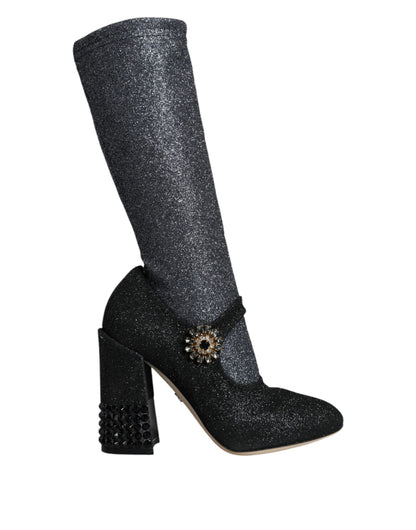 Black Crystal Mary Janes Booties Shoes - The Luxe Alliance