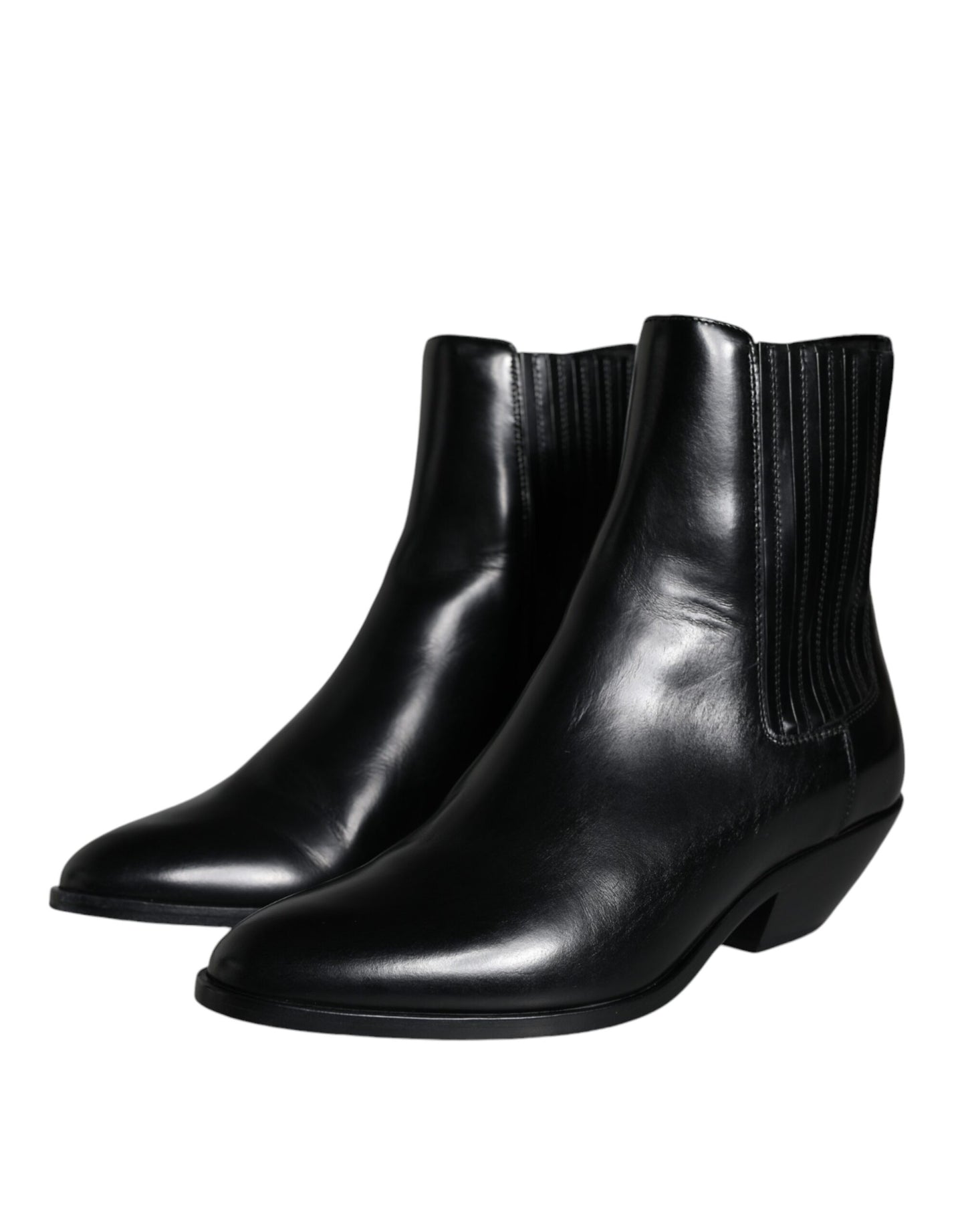 Black Leather Ankle Boots Booties Shoes - The Luxe Alliance