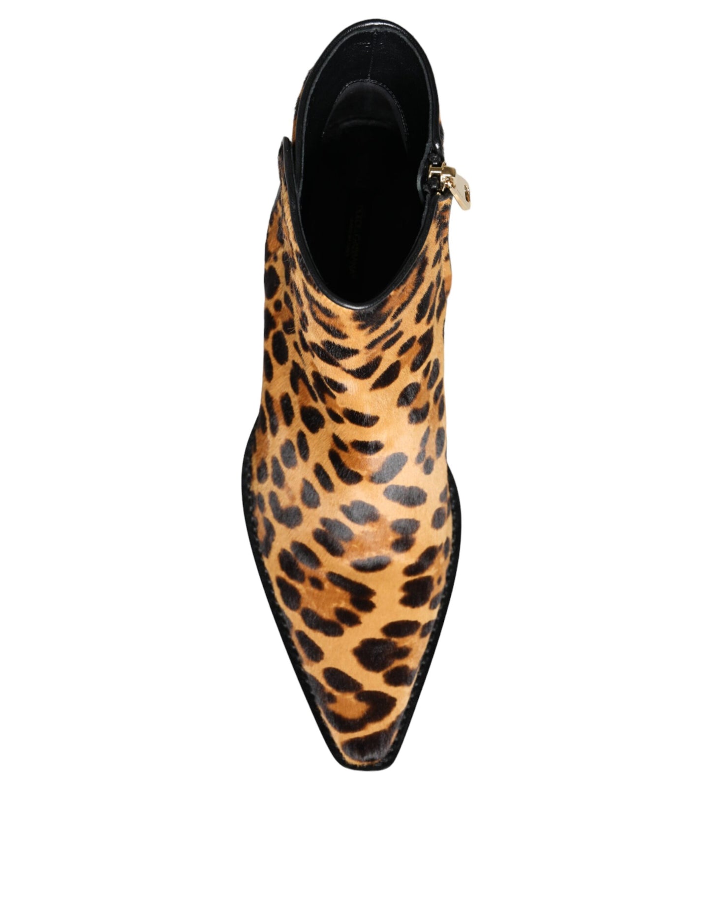  - Brown Leopard Calf Fur Ankle Boots Shoes