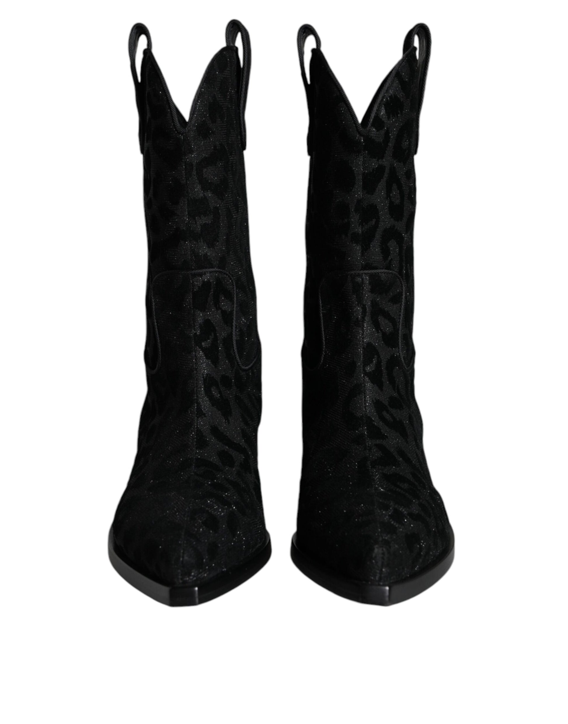 Black Grey Leopard Cowboy Boots