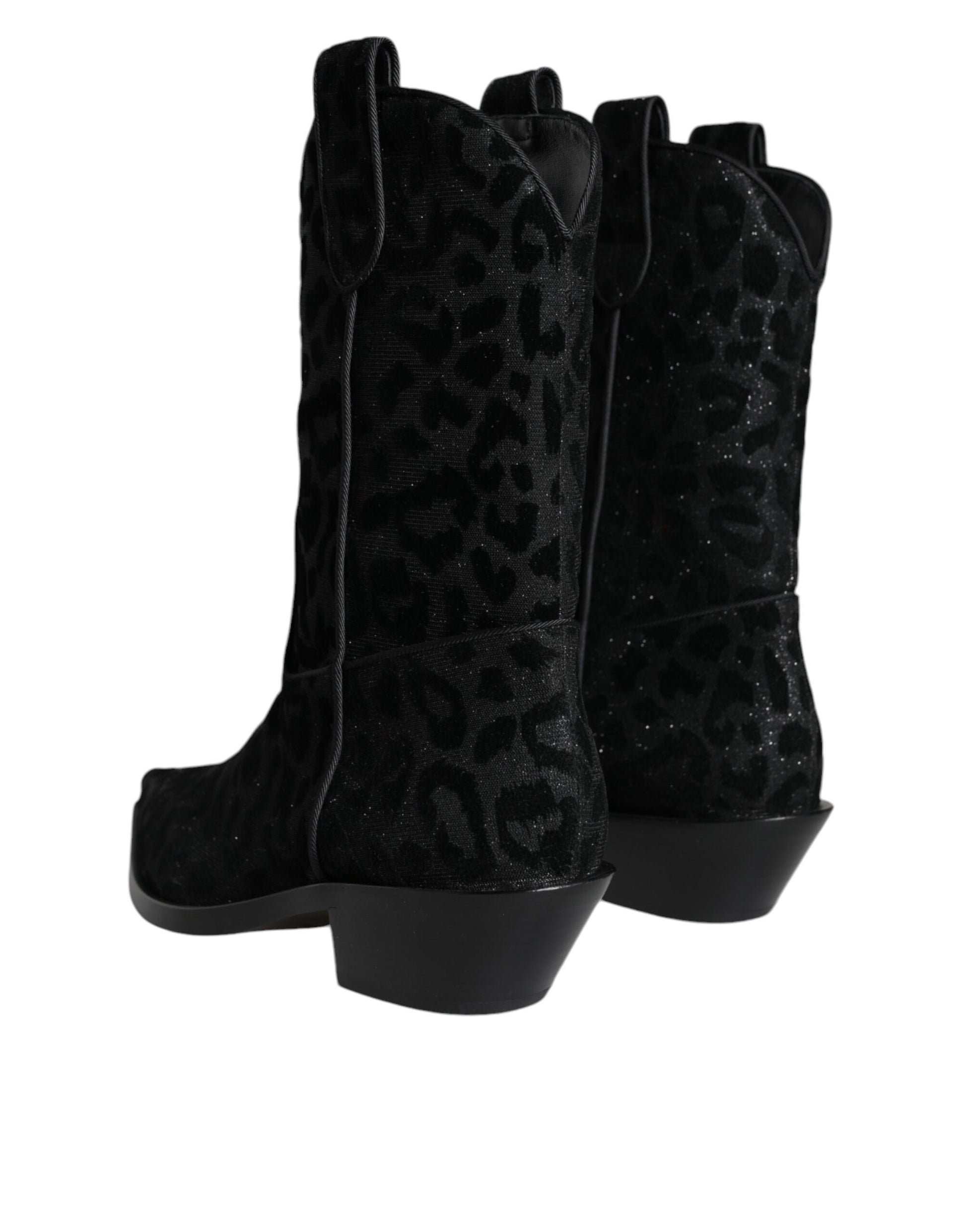 Black Grey Leopard Cowboy Boots