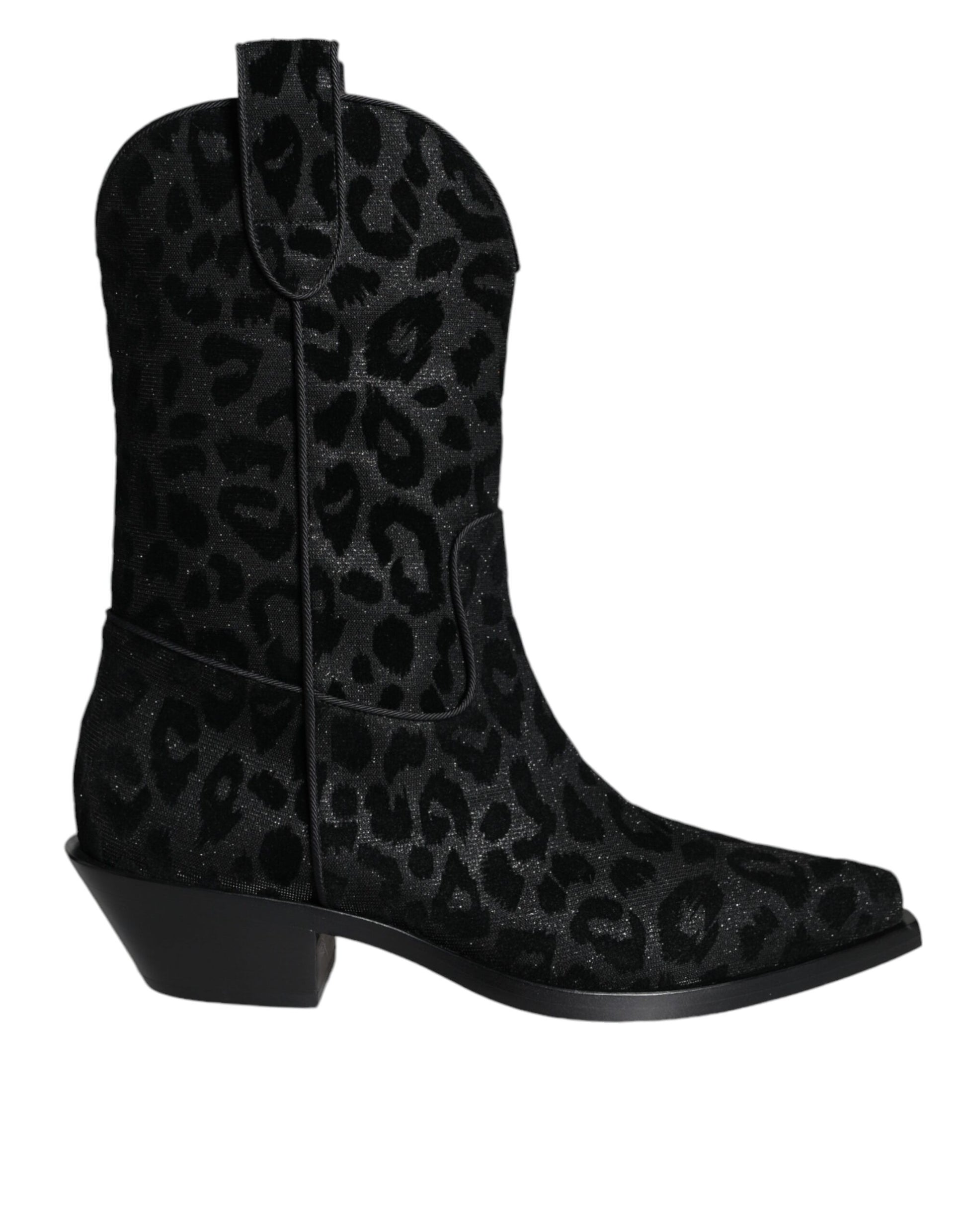 Black Grey Leopard Cowboy Boots