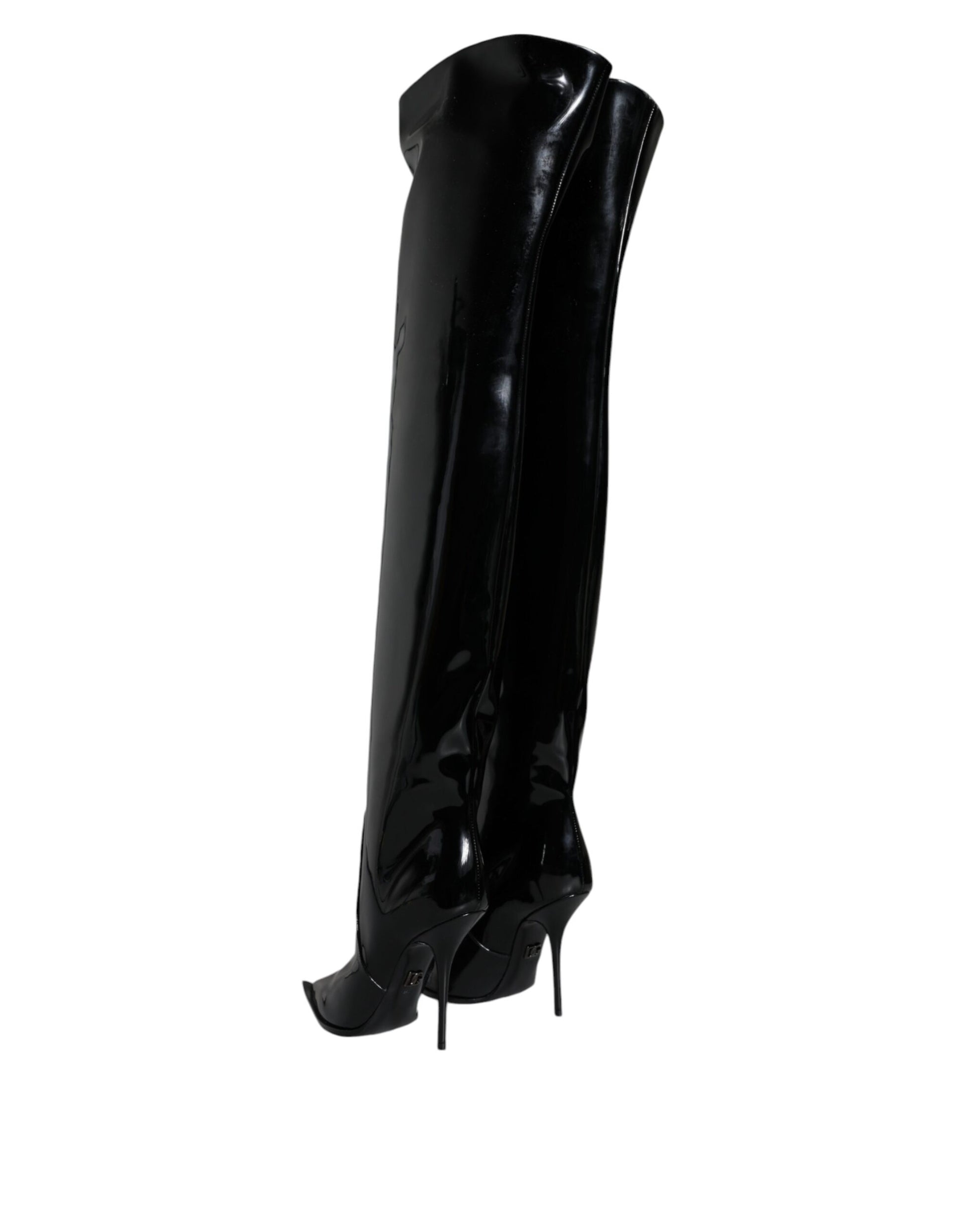 Dolce & Gabbana Black Patent Leather Knee High Boots