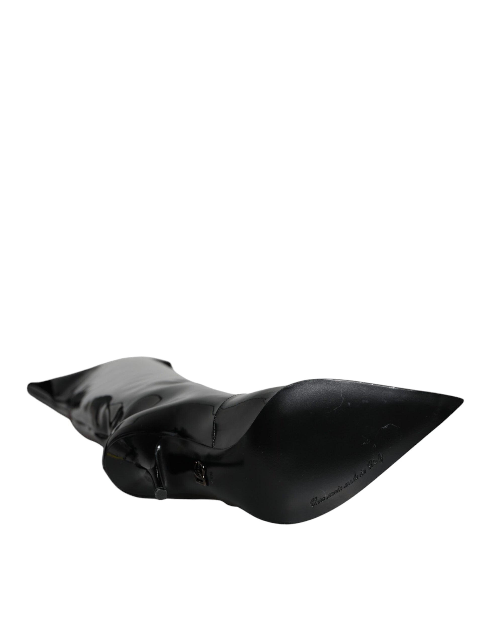 Dolce & Gabbana Black Patent Leather Knee High Boots
