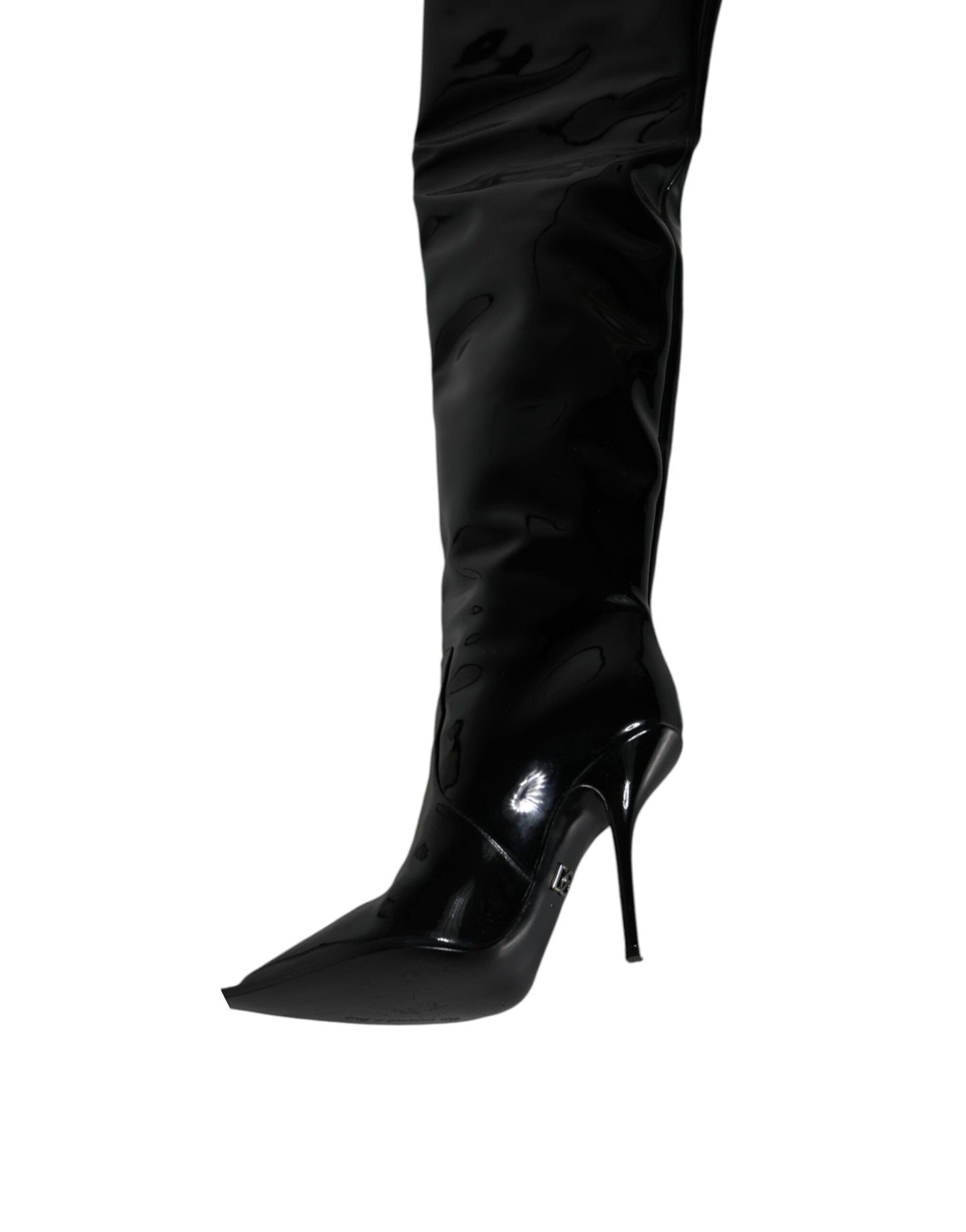 Black Patent Leather Knee High Boots Shoes - The Luxe Alliance