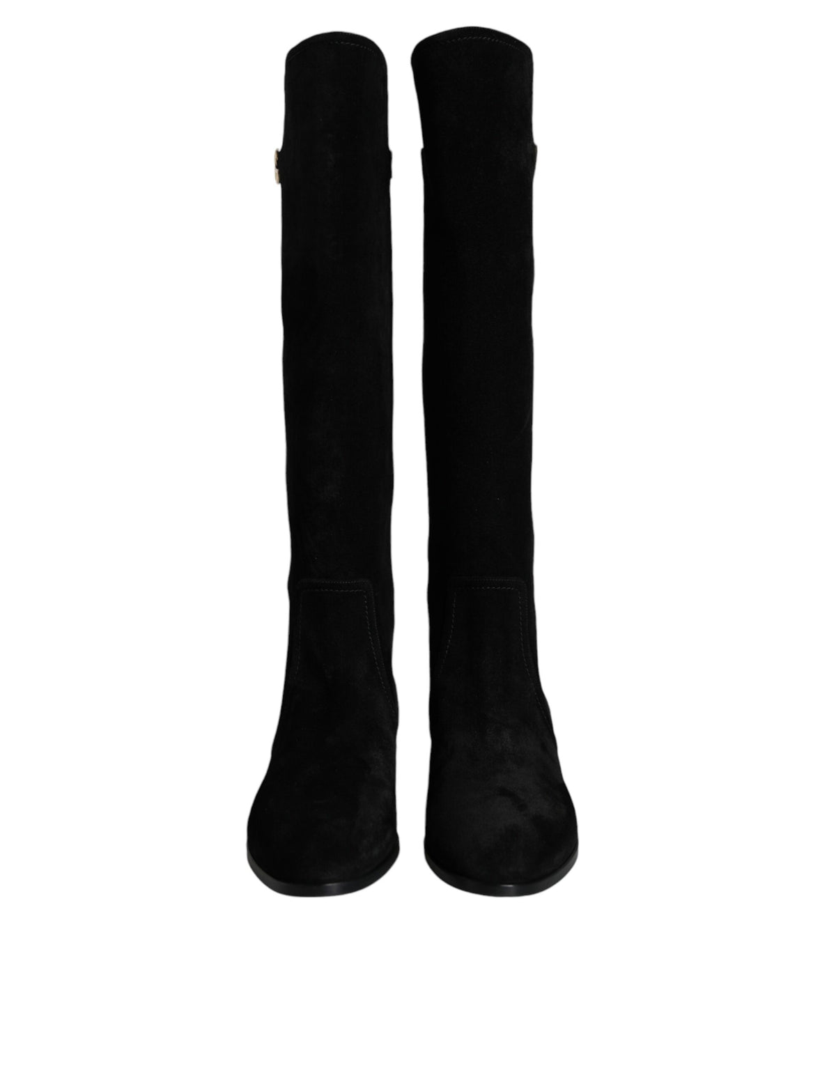 Dolce & Gabbana Black Suede Leather Knee High Boots