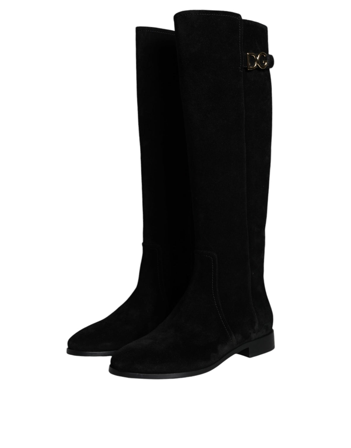 Dolce & Gabbana Black Suede Leather Knee High Boots