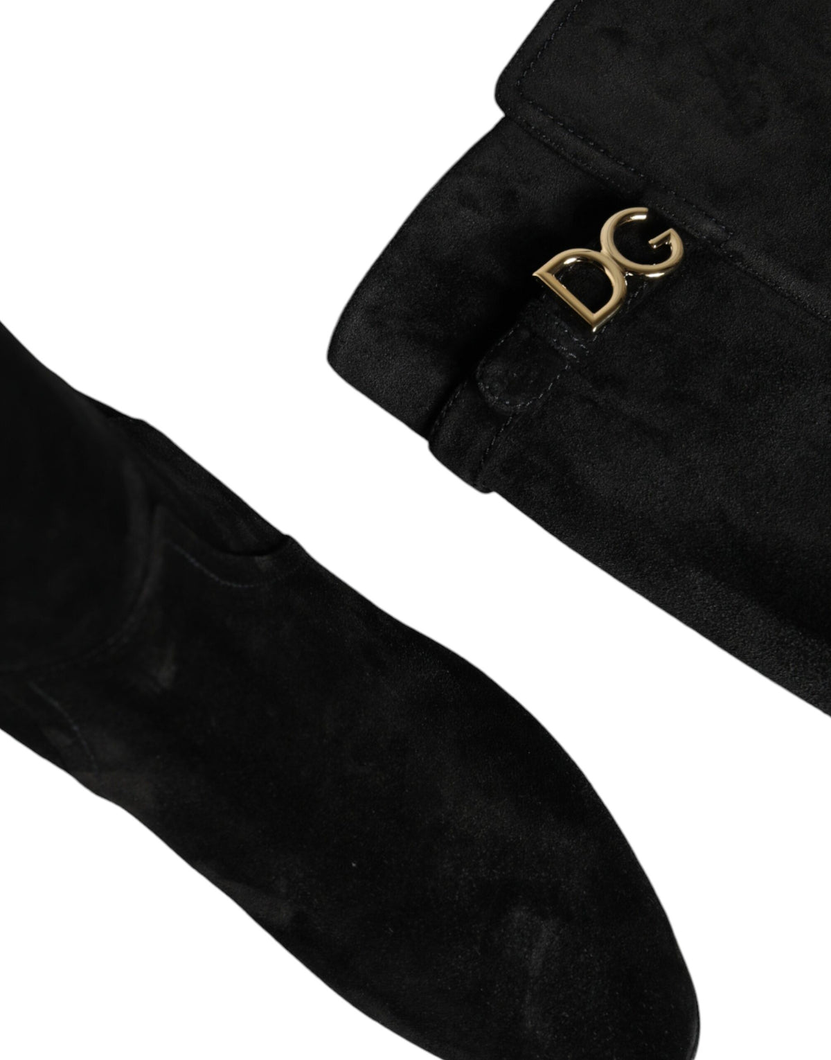 Dolce & Gabbana Black Suede Leather Knee High Boots