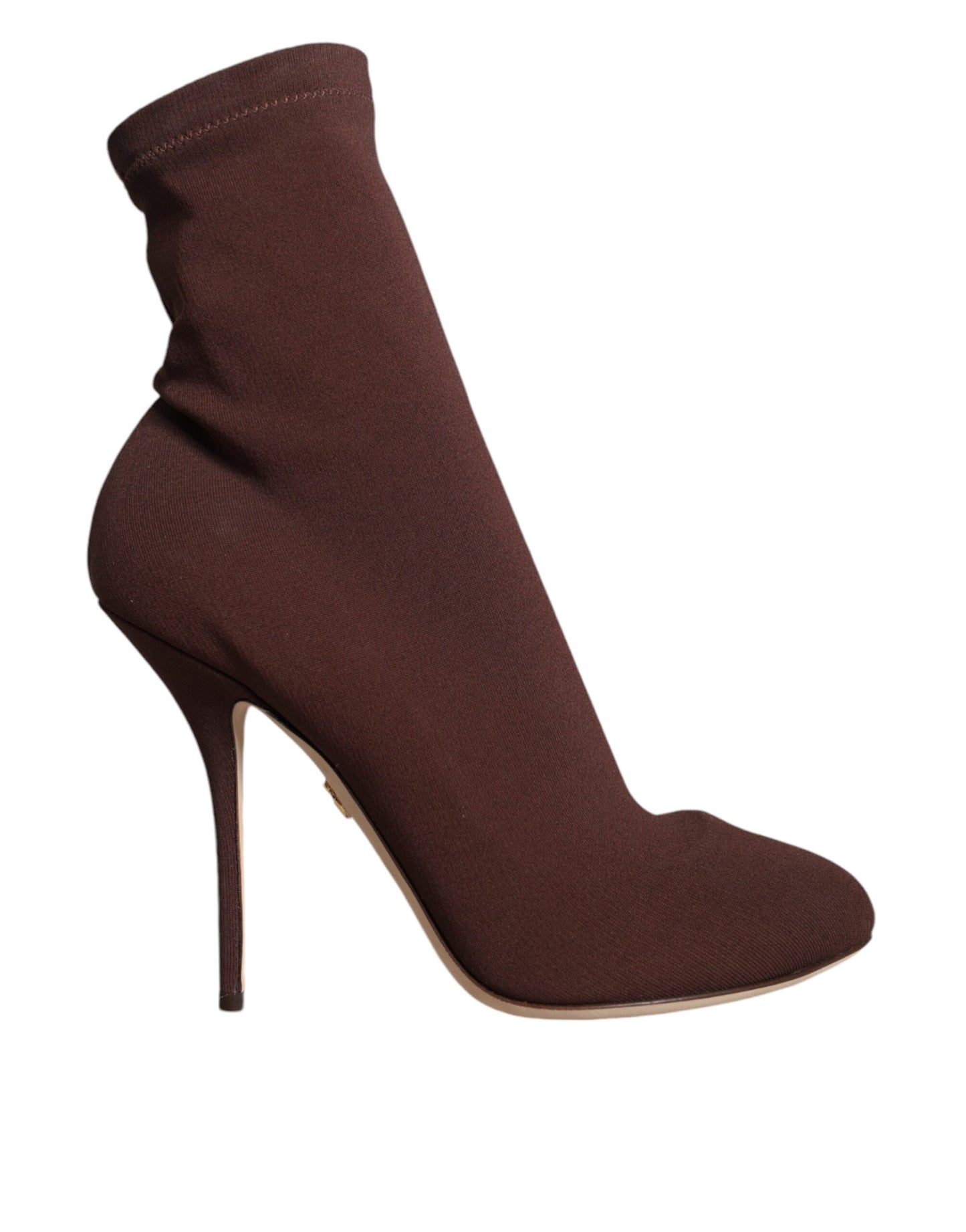 Brown Stiletto Heels Socks Ankle Boots Shoes - The Luxe Alliance