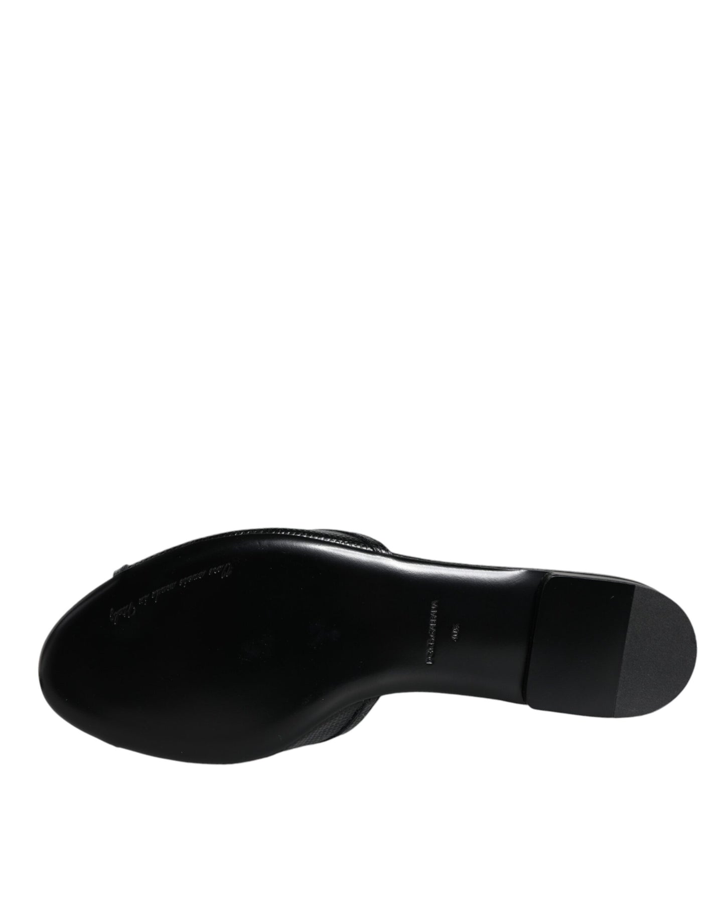 Black DG Amore Leather Slip On Flats Shoes - The Luxe Alliance